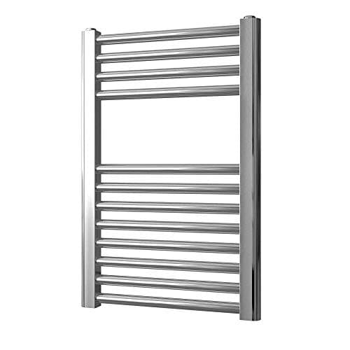 Image of Greened House Chrome Straight Heated Towel Rail 400mm Wide x 600mm high Flat Central Heating Towel Radiator