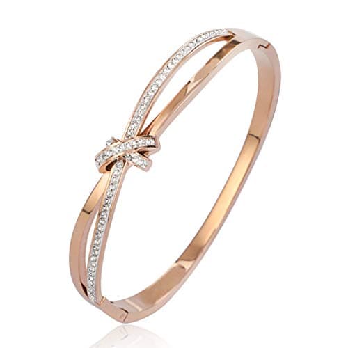 Image of PHOGARY Forever and Ever Knot Classic Bracelets for Women Rose Gold Bracelet Crystals, Birthday Thanksgiving Christmas Xmas Gift for Women Mum Mother Wife