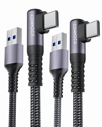 Image of CONMDEX 2Pack USB C Android Auto Kabel 1M 90 Degree Cable 10Gbps Data USB 3.1 Gen 2 Type C QC3.0 3.1A USB A to C Charging for iPhone 17/16 Pro Max Galaxy S25/S24/S23/S22 Z Fold 7 Tab S11 Pixel 10