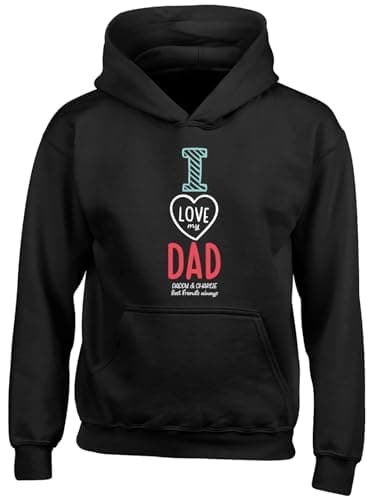 Image of Shopagift Personalised I Love My Dad Kids Hoodie Best Friends Always Hoody Hooded Top Boys Girls Black