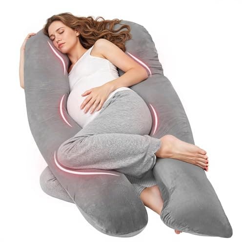 Image of Nuliie Pregnancy Pillow for Sleeping, U Shaped Full Body Pillow Pregnancy Pillows, Maternity Pillow Support for Back, Hips, Legs for Pregnant Women, With Washable Velvet Cover (Grey)