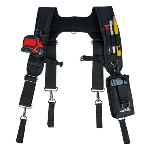 Image of MELOTOUGH Tool Belt Suspenders Construction Bag Suspenders Padded Work belt Suspenders for Carpenter/Electrician/Roofing/Farmer work Suspension Rig(H Back)