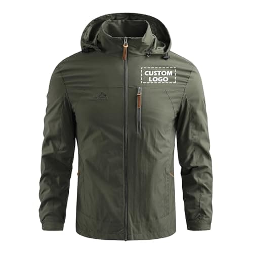 Image of WUWWUT Personalized Men's Waterproof Jacket Outdoor Lightweight Windbreaker for Men Custom Casual Functional Jacket with Hood
