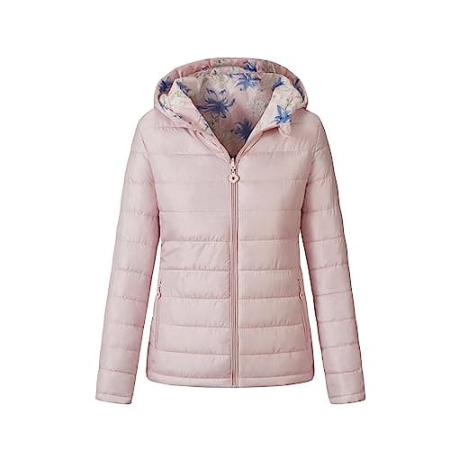 Image of Vibes Womens Jacket Padded Hodded Coat Double sided Ladies Top Puffer Ladies Jackets with zipper (as8, alpha, m, regular, regular, Baby Pink)