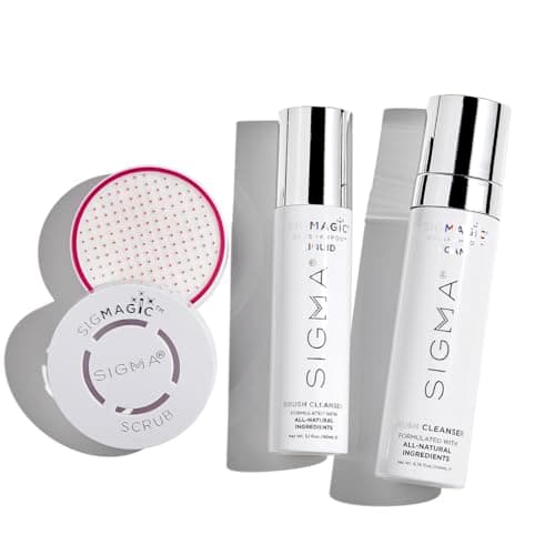 Image of Sigma Beauty Brush Cleanser Trio - Includes All Essentials to Clean Your Favorite Makeup Brushes - Extend the Life of Your Brushes - Hypoallergenic Brush Shampoo & Makeup Cleaning Mat