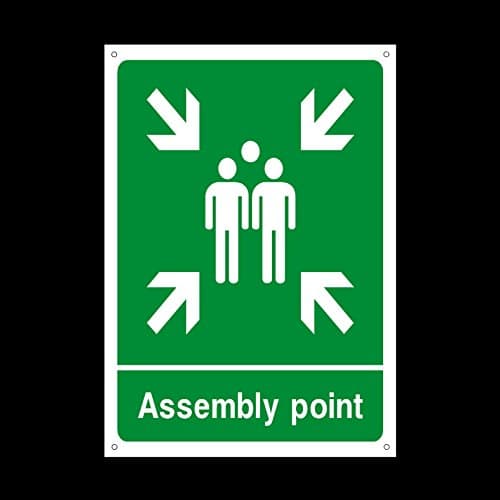 Image of Fire Assembly Muster Point Plastic Sign with 4 Pre-Drilled Holes - Fire/Emergency/Exit/Alarm/Push/Extinguisher/Assembly (EE58)