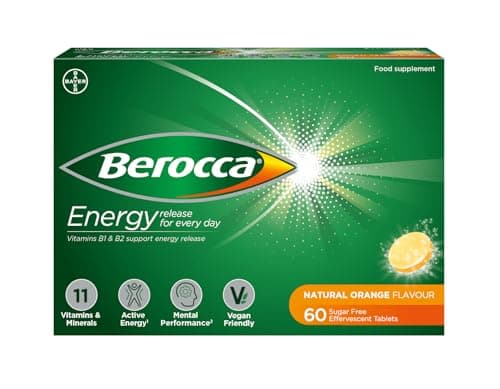 Image of Berocca Energy Effervescent Tablets Including B Vitamins, Magnesium & Zinc - Vitamin C - Support Energy Release & Immune System* - 60 Tablets - Orange Flavour