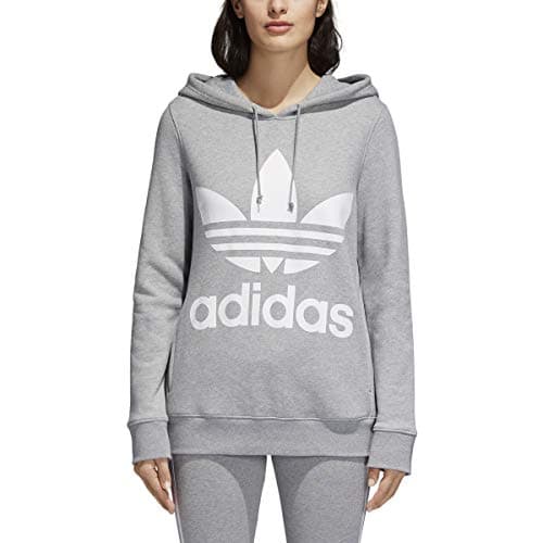 Image of adidas Originals Women's Trefoil Hoodie Hooded Sweatshirt, Medium Grey Heather0, X-Small
