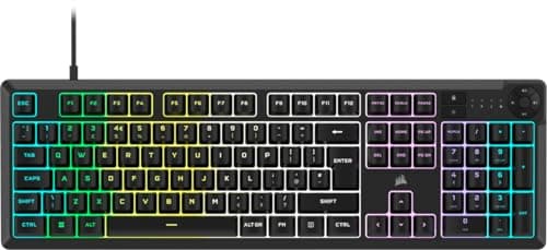 Image of Corsair K55 CORE RGB Membrane Wired Gaming Keyboard – Quiet, Responsive Switches – Spill Resistance – Ten-Zone RGB – Media Keys – iCUE Compatible – QWERTY UK – PC, Mac – Black