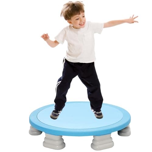 Image of Round Trampoline Board for Kids with Detachable Legs, Non-Slip Jump Mat & Springless Design, Autism-Friendly Sensory Toy Indoor/Outdoor, Max Load 165 lbs/75kg, Motor Skills Training for Toddlers 3+