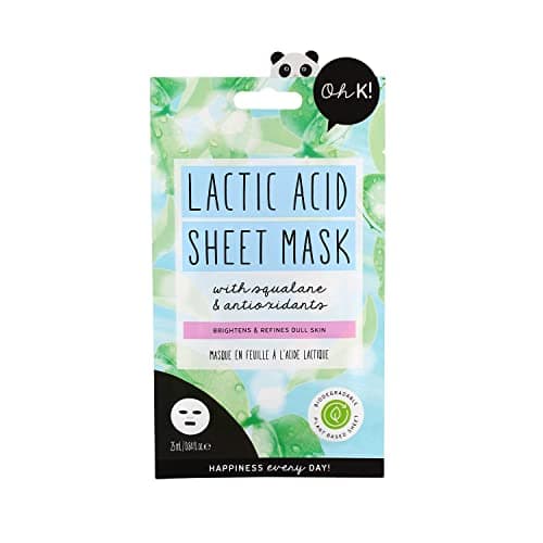 Image of Oh K! Lactic Acid Facial Sheet Mask for Oily Skin, Exfoliating and Pore-Cleansing, with added Squalane for Hydration, Vegan and Cruelty Free, 33g