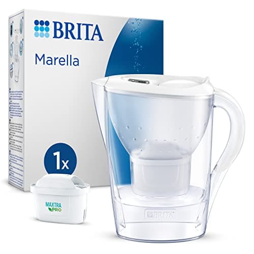 Image of BRITA Marella Water Filter Jug White (2.4L) incl. 1x MAXTRA PRO Pure Performance cartridge - fridge-fitting jug with digital LTI and Flip-Lid - now in sustainable Smart Box packaging