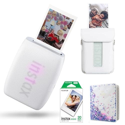 Image of Fujifilm INSTAX Mini LINK 3 Portable Smartphone Photo Printer id With Fujifilm Instax Mini Film (20 Sheets), Mini Link 3 Protective Case & Photo Album With 64 Pockets (Link 3 Printer Kit, Clay White)
