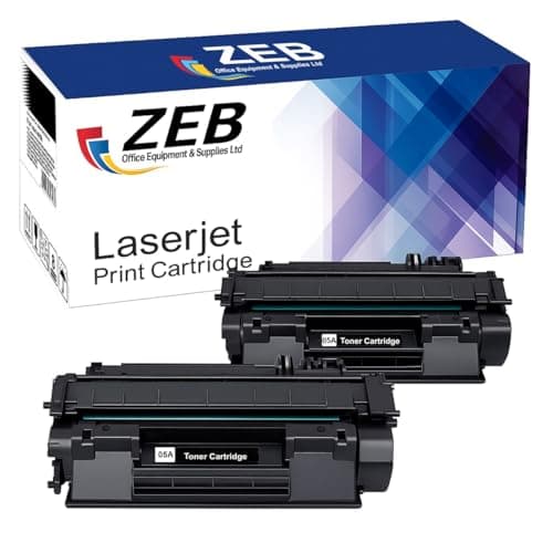 Image of ZEB 2 Pack Black Toner Cartridge Replacement for HP 05A CE505A 05X CE505X LaserJet P2030 P2035 P2035N P2050 P2055 P2055D P2055DN P2055X