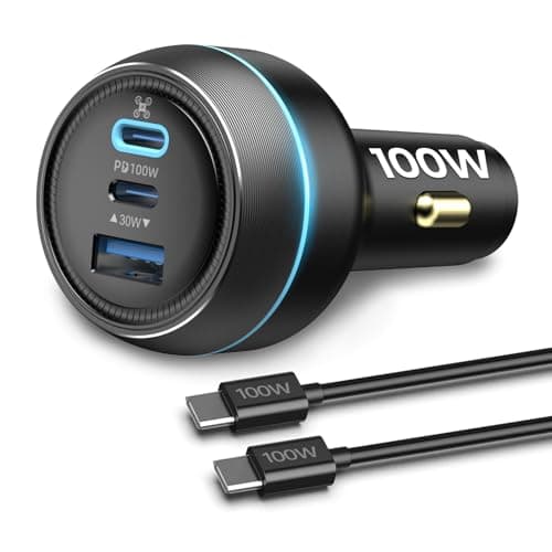 Image of 100W Drone Car Charger for DJI, 3-Port USB-C/USB-A Fast Charger, Battrey Power Adapter for DJI Mini/Air/Mavic 3/Avata Series Drone, Charging Hub, Remote Controller Accessories (1 Cable Included)