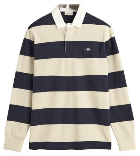 Image of GANT Men's Reg Shield Barstripe Heavy Rugger T-Shirt , Silky Beige,M