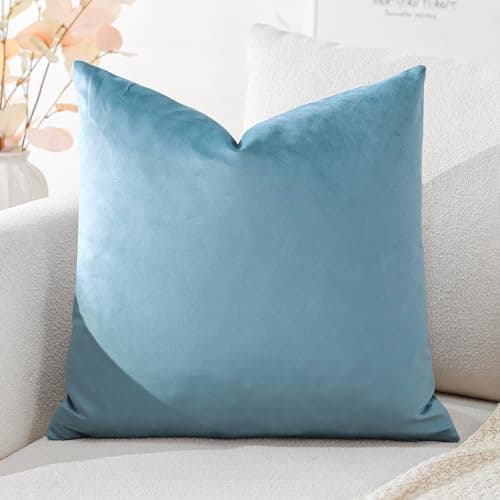 Image of Artscope Luxury Velvet Cushion Covers Super Soft Decorative Square Throw Pillow Covers Case Cushion Covers for Sofa Couch Bedroom Car Decor 45x45cm Light Blue