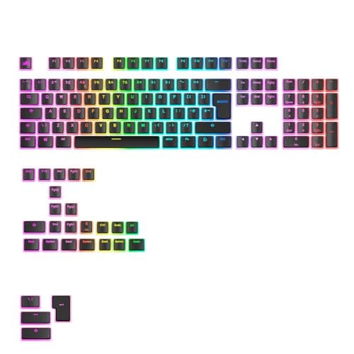 Image of GLORIOUS Gaming - GPBT Aura RGB Keycaps: Pudding Style Keycaps, Double Shot PBT, Translucent Design, Fits 100%, 75% 65% 60% Custom Mechanical Keyboards, Fits ANSI, ISO, Windows & macOS, (UK) Black