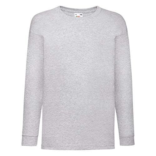 Image of Fruit Of The Loom Kids Childrens Long Sleeve Valueweight T-Shirt Heather Grey 5-6 Years