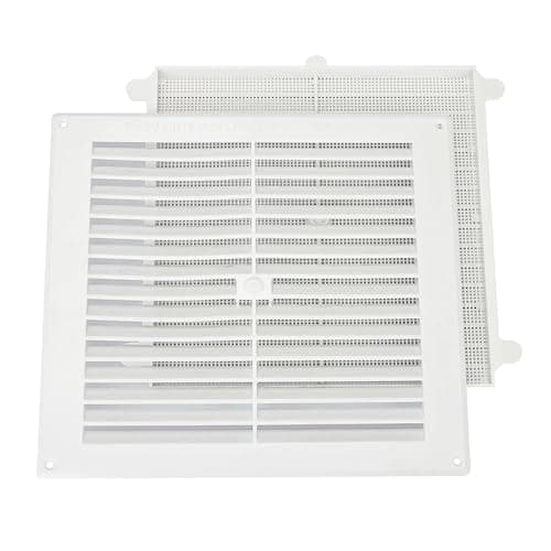 Image of Map White Louvre Vent 229 x 229mm (9"x9") with Detachable Flyscreen Plastic Air Vent Grille for Walls & Furniture Ventilation Cover