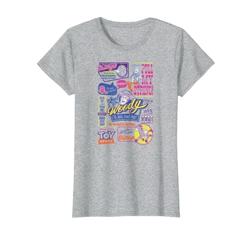 Image of Disney Pixar Toy Story Woody & Bullseye Vintage Retro T-Shirt, Women, Heather Grey, Medium