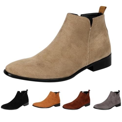 Image of Mens Ankle Boots Size 8 Lace-Up Boots,Suede Leather Chelsea Ankle Chukka Boots,Business Work Office Ankle Boots Dress Stylish Boots,Ankle Boots A/Beige