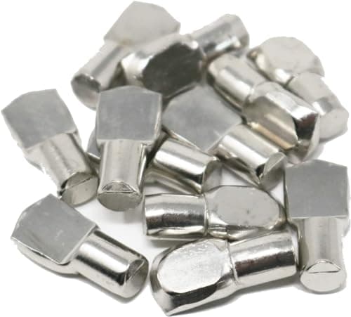 Image of fiXte Plug in Shelf Support Pins Steel Spoon Shaped Pegs 7mm Shelving Cabinet Furniture Nickel Plated Finish (Pack of 24)