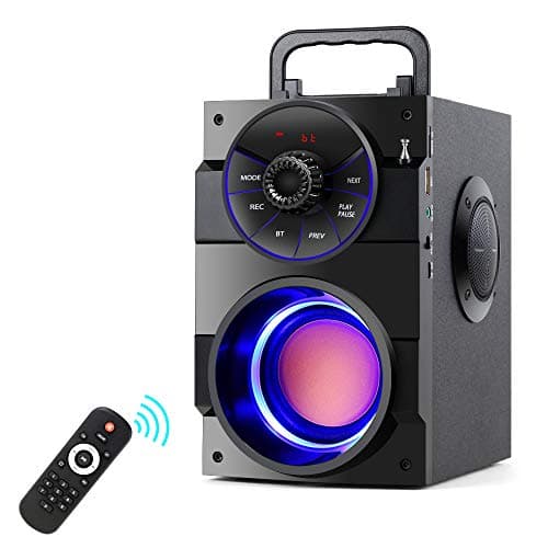 Image of TAMPROAD Portable Bluetooth Speakers with Subwoofer Rich Bass Wireless Outdoor/Indoor Party Speakers Powerful Speaker Support Remote Control FM Radio for Phone Computer PC Home TV