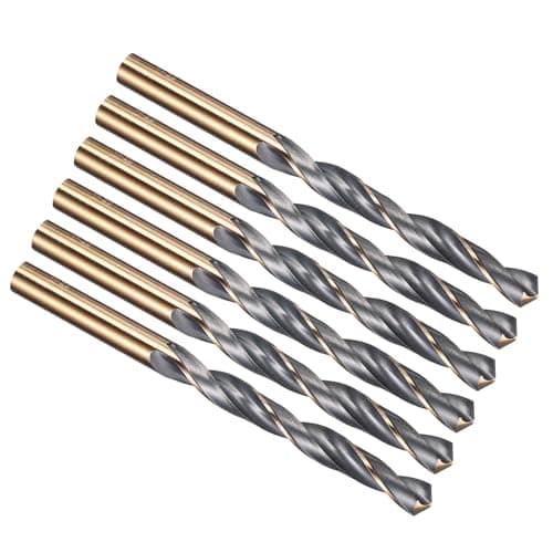 Image of PATIKIL 8mm Drill Bit, Jobber Straight Shank 4341 High-Speed Steel 118° Black and Gold Finish for Medium-hard Metal Steel Acrylic - 6 Pack