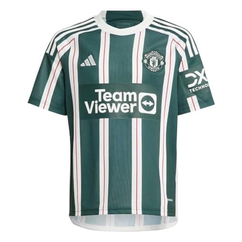 Image of adidas Manchester United 23/24 Youth Away Jersey - Classic Design with AEROREADY Technology and Sustainable Materials, Green, L