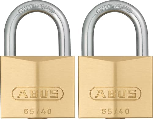 Image of ABUS Padlock Brass Lock 65/40 - Set of 2, keyed Alike - for Basement, Locker, Garage, Shed and Much More - Brass Body - Hardened Steel Shackle - ABUS Security Level 5