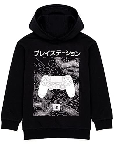 Image of PlayStation Kids Hoodie | Boys Girls Games Japanese Logo Black Jumper Jacket | Gamer Merchandise 9-10 Years