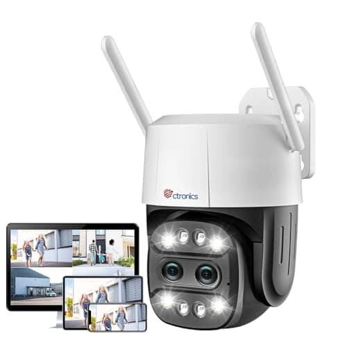 Image of Ctronics Dual Lens Security Camera Outdoor with 6X Hybrid Zoom, 360° CCTV Camera, 1080P PTZ IP Home Security WiFi Camera, Human Detection, Auto Tracking, Color Night Vision, Siren, 2-Way Audio, IP66