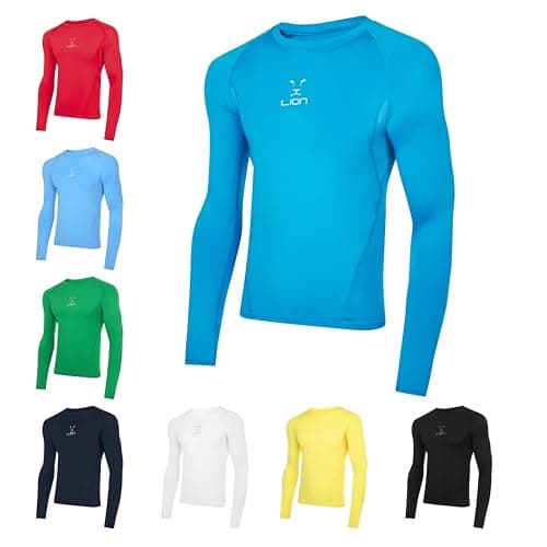 Image of LION SPORTSWEAR Men's Football Compression Base Layer Long Sleeve Shirt – Performance Sports Top for All-Year Training - Ocean Blue | S