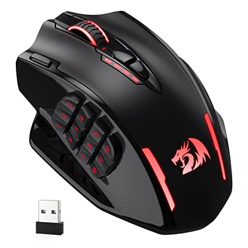Image of Redragon M913 Impact Elite Wireless Gaming Mouse, 16000 DPI Wired/Wireless RGB Gamer Mouse with 16 Programmable Buttons, 45 Hr Battery and Pro Optical Sensor, 12 Side Buttons MMO Mouse