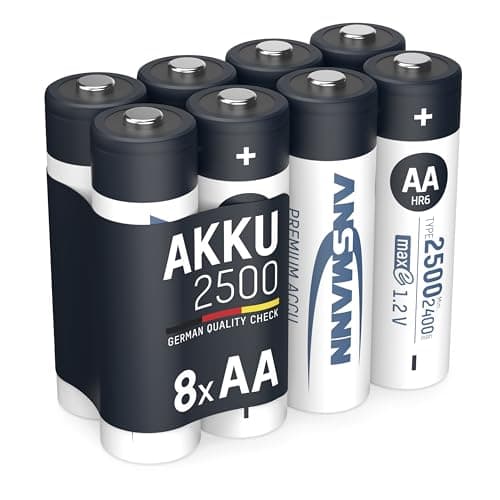 Image of ANSMANN AA Rechargeable Batteries [Pack of 8] 2500 mAh NiMH High Capacity & Low Self Discharge AA Type Size Battery For Toys, Cameras, Flash Units, Cordless Phones, Remote Controls, Game Consoles