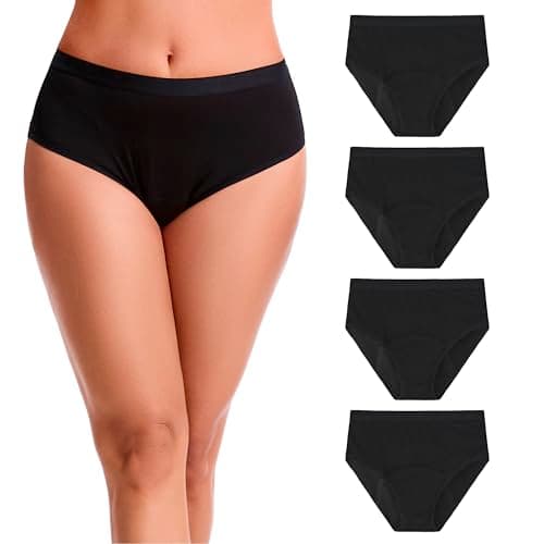 Image of Let it flo 4PK Ladies Period Briefs - Jacquad WB - 12 - Black
