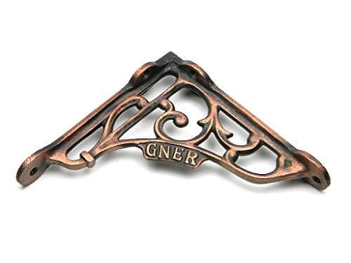 Image of Oakcrafts - Pair of Shelf Brackets Antique Cast Iron GNER with a Copper Finish - 130mm x 130mm / 5.0" x 5.0"