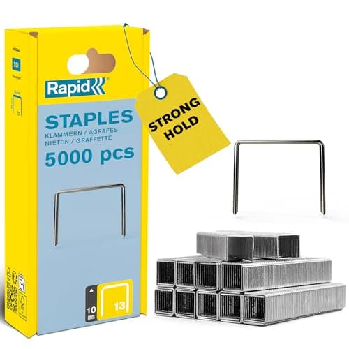 Image of Rapid High-Performance Staples for Textiles, Finewire No. 13, Leg Length 8mm, Staple Gun Staples, Galvanised Steel, 5000 Pieces, Boxed (40303080)