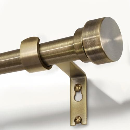 Image of Gormena Antique Bronze Curtain Poles 80-218cm 25mm Diameter Extendable Ceiling Metal Curtain Rod Blackout Heavy Duty Telescopic Window Curtain Pole for Bedroom Living Room Easy Installation