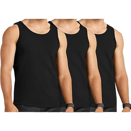Image of Molten Creek® 6X Mens Vests, Classic Sports, 100% Cotton Tank Tops, Sleeveless, Casual Undershirts, for Summer, Training, Gym Sports (UK, Alpha, M, Regular, Black)
