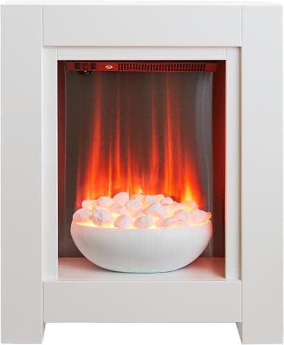 Image of Adam Monet White Electric Fire Fireplace Surround Wood Heater Flame Effect Suite