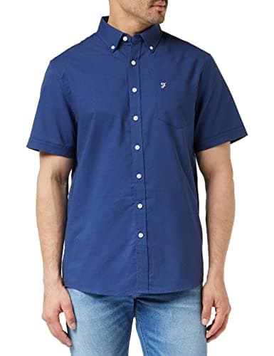 Image of Farah - Men’s Oxford Shirt, Drayton Long Sleeve Oxford Shirt, Smart Casual Work Shirt, Midnight Blue, M