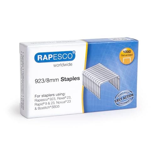 Image of Rapesco 1236 Type 923/8 mm Galvanised Heavy Duty Staples, Pack of 1000