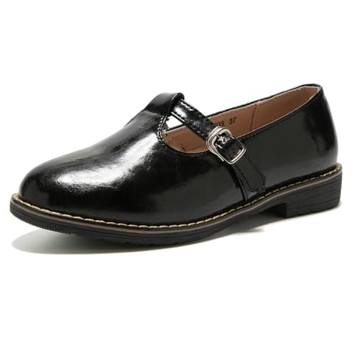 Image of TRULAND Women's Penny Loafers Slip On Leather Wingtip Tassel Oxford Shoes (CN 41/7 UK,All Black Mary Jane)