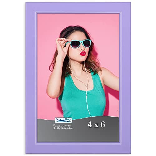 Image of Icona Bay 6x4 Purple Picture Frame, Colored Solid Wood Scandinavian Style Frame for Photo, Pizzazz Collection