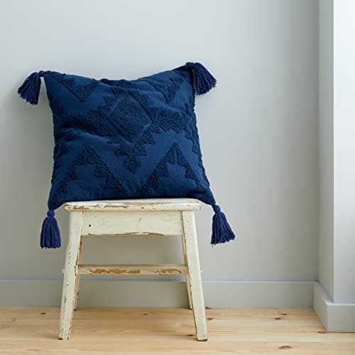 Image of Pineapple Elephant Imani Tufted Tassel Cotton 45x45cm Cushion Navy Blue