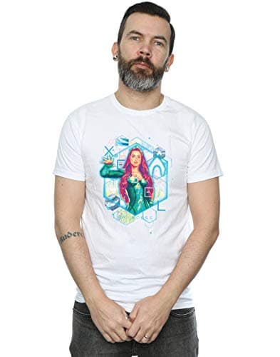 Image of DC Comics Men's Aquaman Mera Geometric T-Shirt White XX-Large