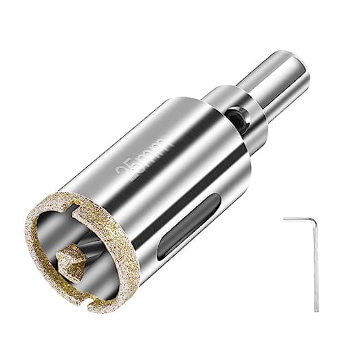 Image of flintronic Diamond Drill Bit, 25mm Drill with Center Guide Bit, Glass Hole Saw Core Drill Bit with Diamond Surface Coating, for Glass/Tile/Ceramic/Marble/Limestone/Fiberglass/Porcelain Cutting