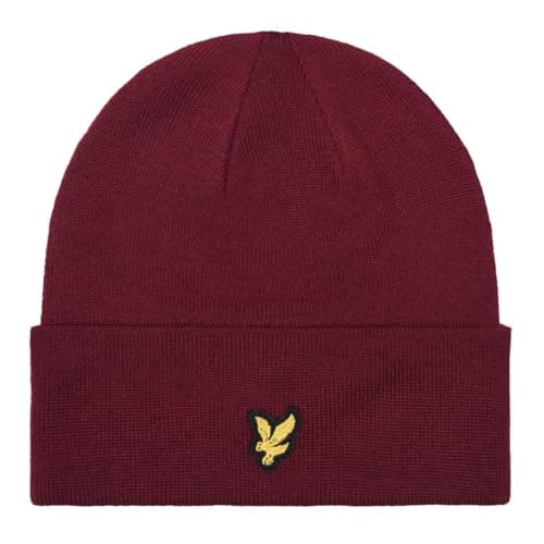 Image of Lyle & Scott Mens Classic Style Knit Beanie Hat - Burgundy - One Size